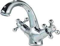 Grifo para lavabo de baño, de solo orificio, Con Manija Doble, fría y Caliente, Con perilla Cruzada, mezclador para lavabo de Grifo con Placa de cubierta y drenaje emergente, Chrome Pulido - details 3