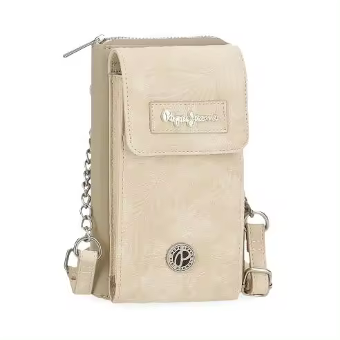 Pepe Jeans Bandolera Porta Móvil y Tarjetas con Sistema RFID de Mujer - Colección Jana - Bolsillo Frontal - Ref 7145341 Beige - Medidas 11x20x4cm - Nueva Colección Primavera/Verano 25 - - 1