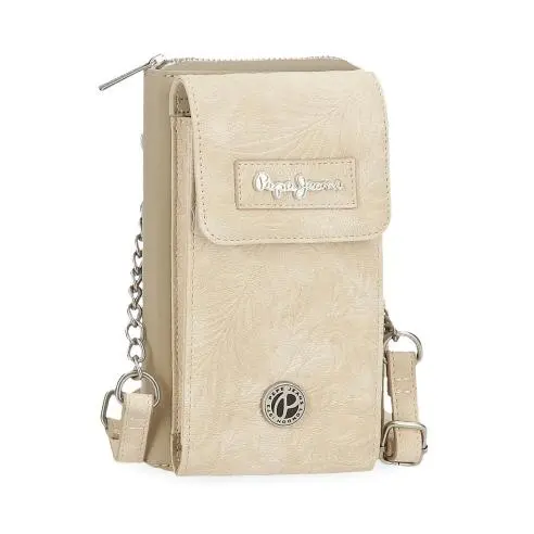 Pepe Jeans Bandolera Porta Móvil y Tarjetas con Sistema RFID de Mujer - Colección Jana - Bolsillo Frontal - Ref 7145341 Beige - Medidas 11x20x4cm - Nueva Colección Primavera/Verano 25 - - 1