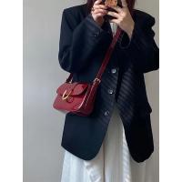 Bolso Bandolera Casual De Cuero PU Pequeño Con Cierre De Cremallera Y Hebilla De Hoz Para Mujer Bolso De Hombro De Color Sólido - details 8