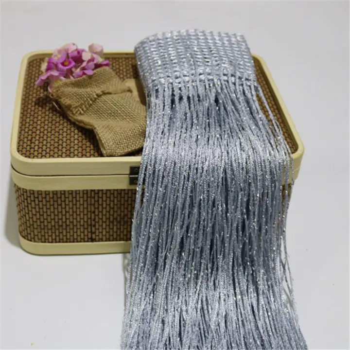 Cortina De Puerta Con Glitter Y Ribbons Plateados Tassel Luminosa Para Decoración De Habitaciones Y Ventanas Moderno Polyester - 1