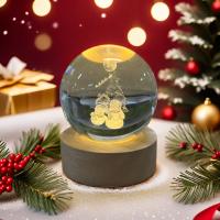 Lámpara De Mesa Para Niños 3D Cristal Bola Navidad Solar Santa Claus Luz Nocturna Creativa Decoración Del Hogar Regalo Original Para Dormitorio - details 5