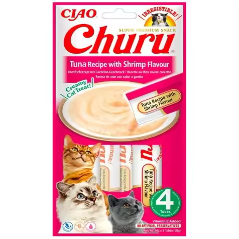 Churu Puré Receta de Atún con Gamba para Gatos 4 x 14 gr - 1