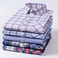 Camisa a Cuadros De Algodón Puro 100% Para Hombres Cuello En V Manga Larga Estilo Casual Comodidad Oficina Trabajo Formal - details 1