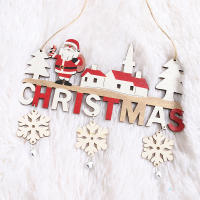 Decoraciones De Navidad De Madera De Santa Claus Y Muñeco De Nieve Creativo Artesanal Para Puerta Adorno De Navidad - details 2