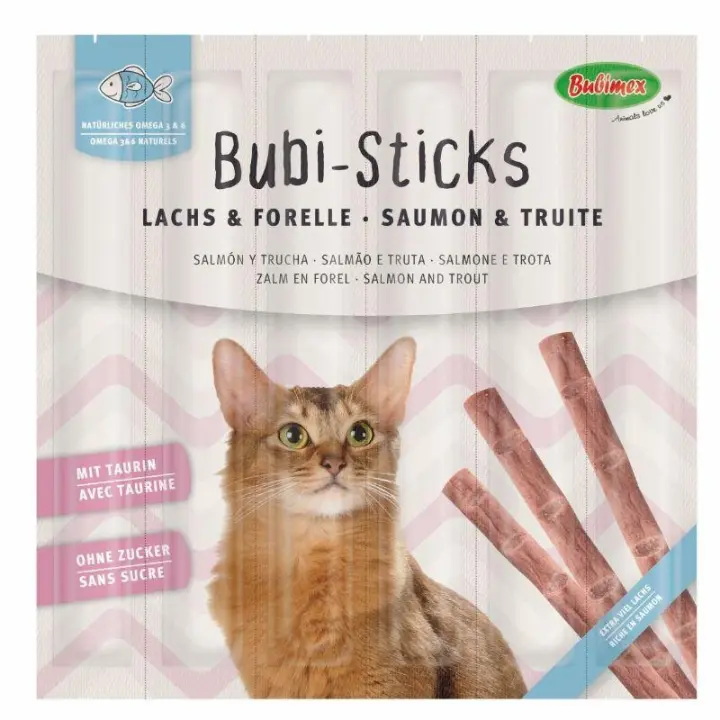 Bubimex Bubi-Sticks de Salmón y trucha- Premio para gatos - 1