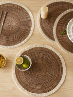 1pcs Matriz De Mesa Ecológica De Poliéster Con Borlas Barata Para Cocina Estilo Americano Redonda Decoración De Mesa - details 3