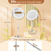 Espejo De Maquillaje De 8 Pulgadas Con Doble Cara Y Lámpara 10X Magnificación 3 Colores De Luz Adjustabilidad De Brillo Y Altura - details 3