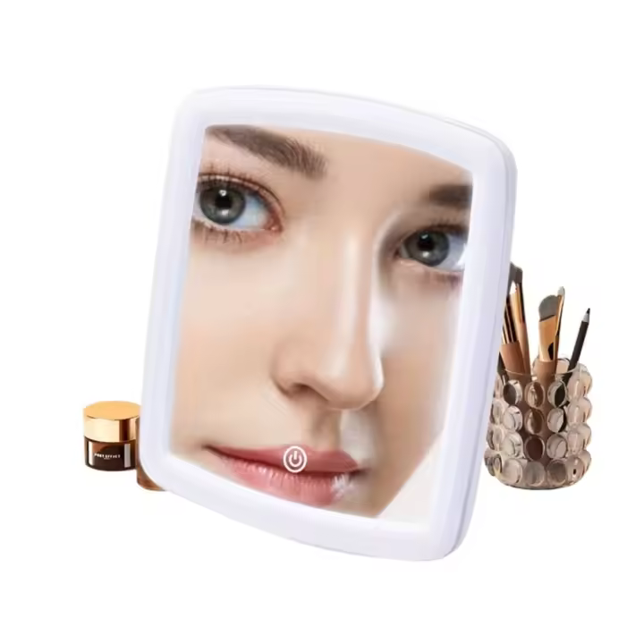 Espejo De Maquillaje De Escritorio LED Con Táctil Y Tres Niveles De Iluminación Dimming Infinito USB Dual Uso Conveniente Para Viajes - 1