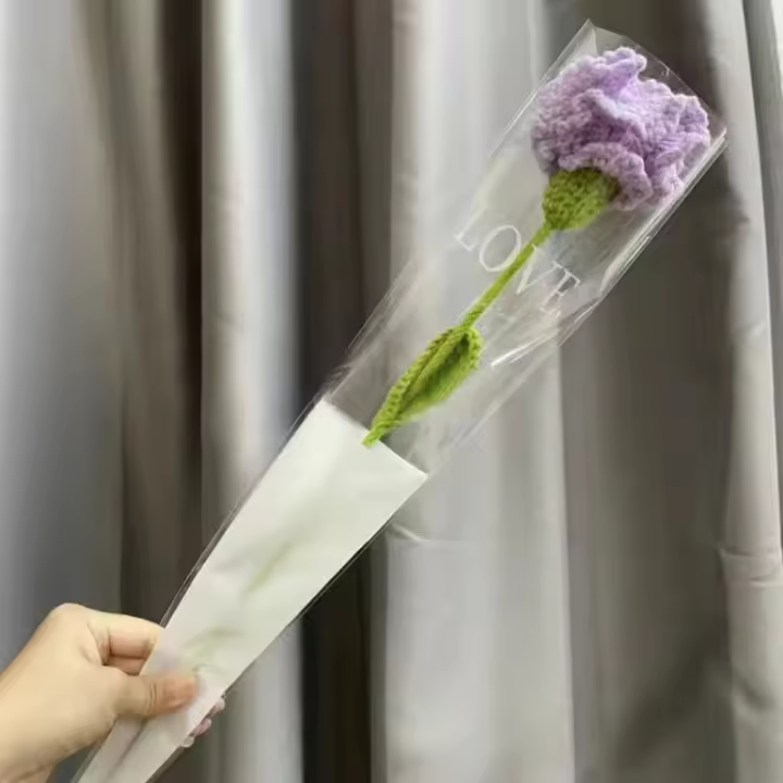 Ramo De Flores Artificiales Tejidas a Mano En Ganchillo Estilo Carnation Para Decoración De Hogar Cumpleaños Boda Día De La Madre Regalos - 1