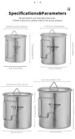 Tiartisan Taza De Camping Plegable De Titanio 200ML-750ML Superficie De Cristal De Hielo Portátil Y Ligera Para Picnics Y Actividades Al Aire Libre Con Tapa - details 8