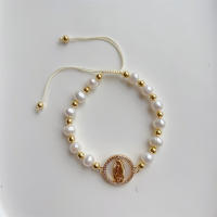 Pulsera De Perlas De Agua Dulce Virgen María Para Mujer Joyería Cristiana Con Encanto Regalo Para Amigos Pulsera De Cuero Genuino Con Cierre De Correa - details 0