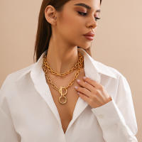 Collar Gargantilla Lacteo Para Mujer Con Cadena Gruesa Y Anillo OT-Clasp Pendiente Geométrico Joyería De Moda Para Bodas Y Fiestas - details 9