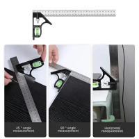 Regla De Ángulo Combinado De Acero Inoxidable 300mm Para Carpintería Y Tableros Muebles Nivel De 45 Grados Herramienta De Bricolaje - details 3