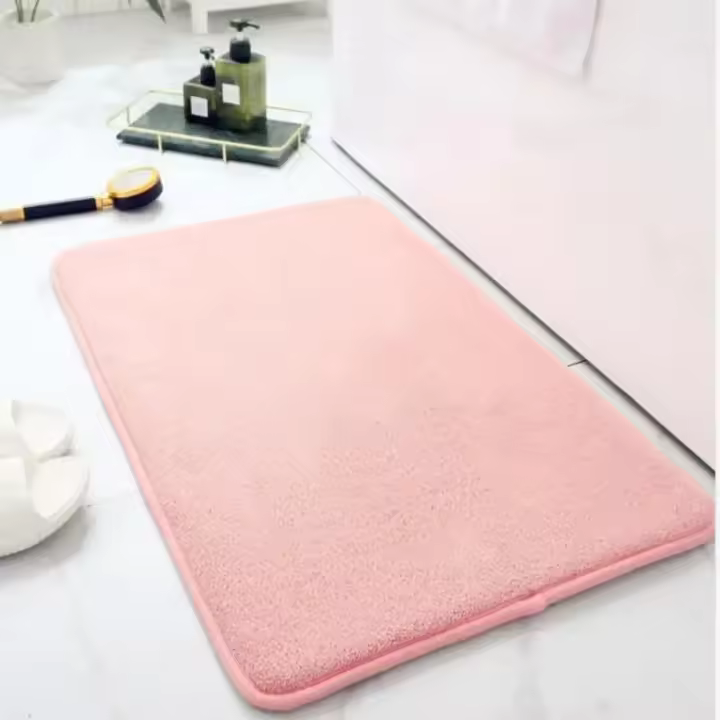 Alfombra De Piso De Veludo Coral En Color Sólido Antideslizante Y Resistente a La Mancha Espesada Con Memoria Absorbente Y Secado Rápido Para Puerta Alfombra De Cocina Para Adultos - 1
