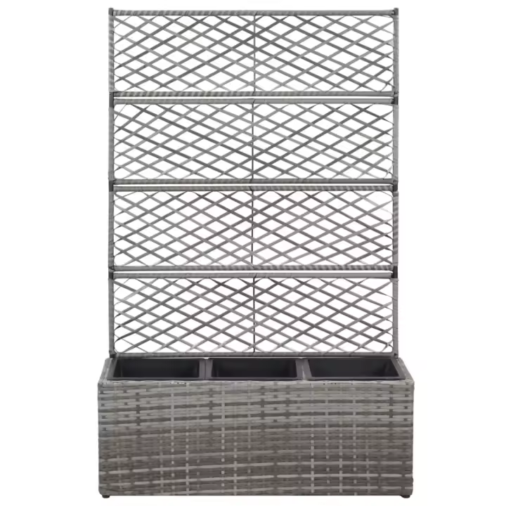 vidaXL Enrejado y arriate 3 macetas ratán sintético 83x30x130 cm Color Negro,  Gris,  Marrón y mas - 1