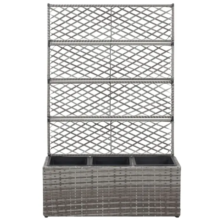 vidaXL Enrejado y arriate 3 macetas ratán sintético 83x30x130 cm Color Negro,  Gris,  Marrón y mas - 1