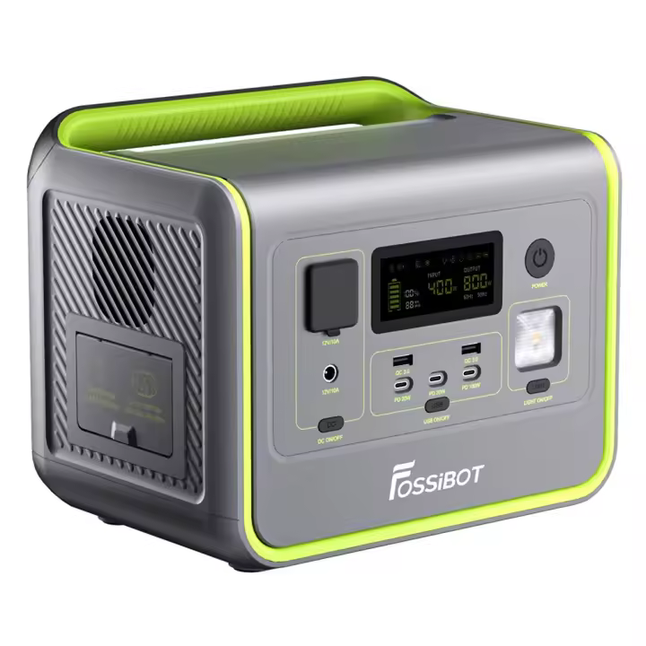 FOSSiBOT F800 Estacion de Energia Portatil y Generador Solar Portatil, 512Wh LiFePO4 Batería, Salida de 800W CA (1600W pico), Recargable al 100% en 1,2 Horas, Adecuado para Caravaning y Viajes - Verde - 1