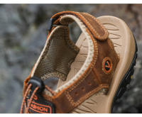 Sandalias De Verano Para Hombre Cuero Genuino Zapatos Casuales Para Exteriores Sandalias De Cuero Para Playa Zapatos Romanos Cuña De Goma - details 6