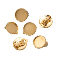 10pcs Base De Pendientes Con Clip En Acero Inoxidable Para Cabochón De Vidrio DIY Suministros De Joyería Ajuste round Flat Back Tray - details 2