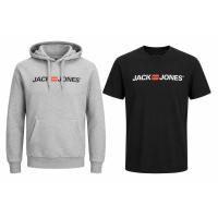 Jack & Jones Pack de 2 Sudadera + Camiseta Hombre con Capucha Ajustable y bolso frontal Mod JJECORP OLD LOGO SWEAT Logo Classics Muy Suave y Cálida ideal Otoño Invierno. - details 0