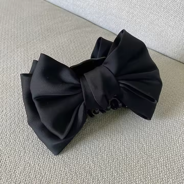 Cepillo De Pelo Elegante Para Mujeres Doble En Satén Estilo Francés Accesorio De Moda Para El Cabello Clip De Burbuja Con Lazo - 1