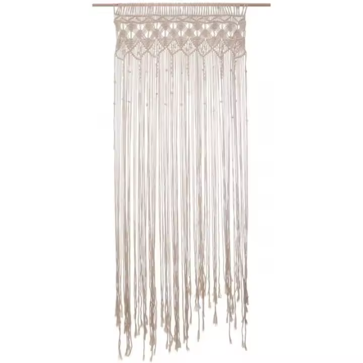 TIENDA EURASIA - Cortina Decorativa de Macrame, para Puerta, Estilo Bohemio, 90x200cm, Barra de Madera Incluida - 1