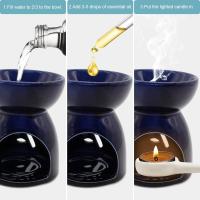 Quemador de vela de Cerámica, Proceso de callado a mano fabricantes de aceite esencial, lámpara de aroma de Cerámica con Cuchara de Vela, lámpara de Aromatherapy dibusor de Aceite de aroma, Azul Real - details 3