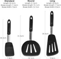 Paleta de Cocina Silicona Pala de Pescado Espatula Silicona Cocina Fabricado en Acero Inoxidable y Silicona Juego de 3 piezas Negro - details 4
