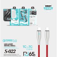 Nuevo Cable de Datos Carga Ultra Rápida 65W Tipo C a Tipo C Protección de Carga Inteligente Color Rojo Modelo S-022 - details 0