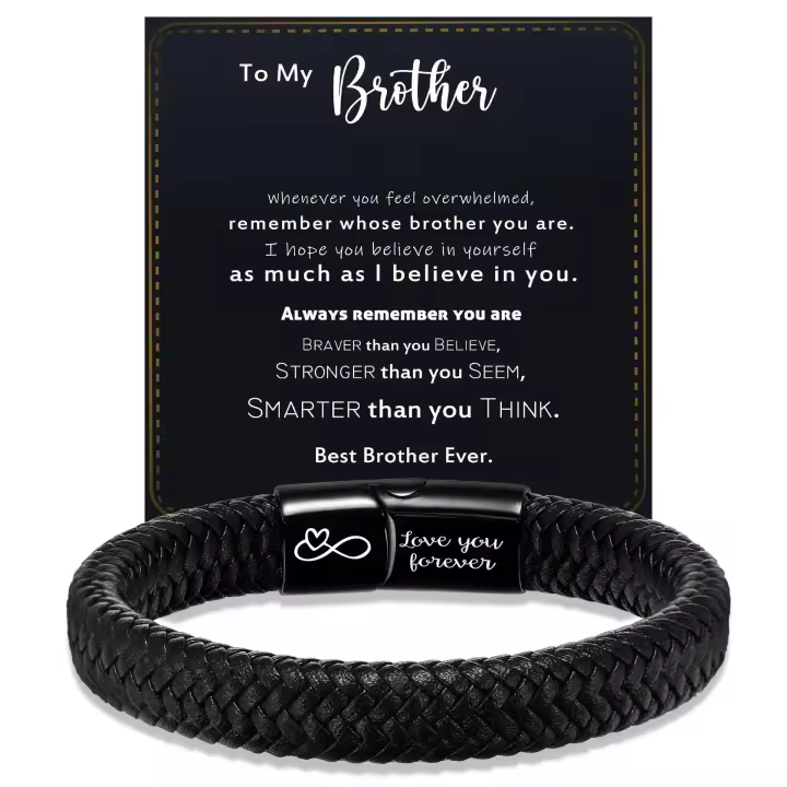 Pulsera de cuero para hombre, festival Gift, Aniversario, graduación, pulsera de cuero Grabado, pulsera de cuero con Amor Infinity - 1