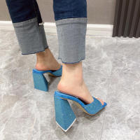 Zapatillas De Mujer Eilyken Verano Con Tacón Alto Y Diamantes Triangulares Zapatos De Baile Modernos De PU Para Fiestas - details 4