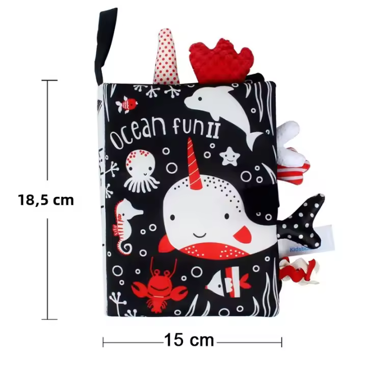 Libro De Tela Para Bebés Juguete De Desarrollo Temprano Montessori Actividad Sensorial Blanco Y Negro Para Niños De 0 a 12 Meses Regalos Para Bebés - 1