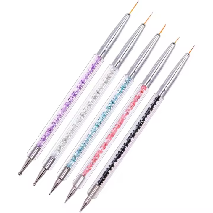 5 Piezas Plumas de Arte de Uñas, Double Head Pinceles Nail Art Nail Dotting Manicure Tools DIY Nail Art Designs, Pincel Nail Art para Diseño de Uñas - 1