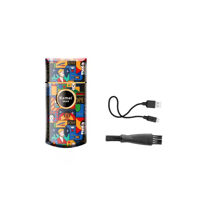 Afeitadora Eléctrica Kemei Uno Sin Cable Con Cuchilla Única Estilo Graffiti Profesional Cuchillo De Litio Para Corte Certero Y Sin Irritación Para Hombres - 1