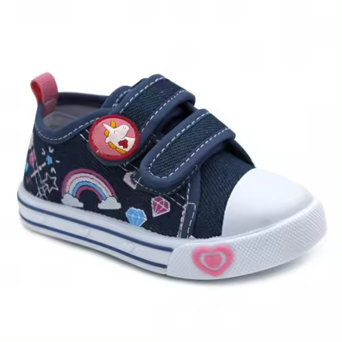 Zapatillas lona Bubble Kids 3351 con doble velcro en blanco, rosa o marino - 1