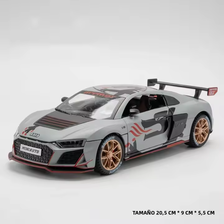 Modelo De Coche AUDI R8 IRON GTR 1:24 Juguete De Metal Simulación Con Sonido Y Luz Vehículo Para Niños Regalo Para Chicos - 1