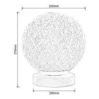 Lámpara De Lectura LED Para Mesa Rattan Bola Luz USB Recargable Moderna Para Dormitorio Y Sala De Estar Iluminación Decorativa Para El Hogar - details 8