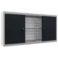 vidaXL Armario de herramientas de pared industrial metal gris y negro - details 1