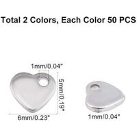 Alrededor De 100 Piezas De 2 Colores Encanto De Corazón Plano Pequeño Colgante De Amor En Acero Inoxidable Charme Hypoallergénico Con Agujero Pequeño De 1mm - details 0