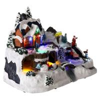 XOCOTŌ® Pueblo de navidad "Chefchaouen"  Escena navideña luminosa con niños jugando delante de la casa de Papá-Noel  37.5x21.5x25.5 cm - details 4