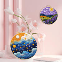 RUOPOTY Kit De Punto De Tela De Lana Felpa Pintura Del Cielo Estrellado Jardín Para Principiantes Con Parches Bordados Set De Manualidades DIY - details 2