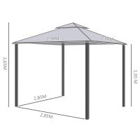 Outsunny Garden Gazebo 3x3m, Carp para fiesta con 4 Paredes laterales resistentes a la intemper, fabricada en metal y poliéster de color gris Claro, ideal para Jardines y eventos. - details 6