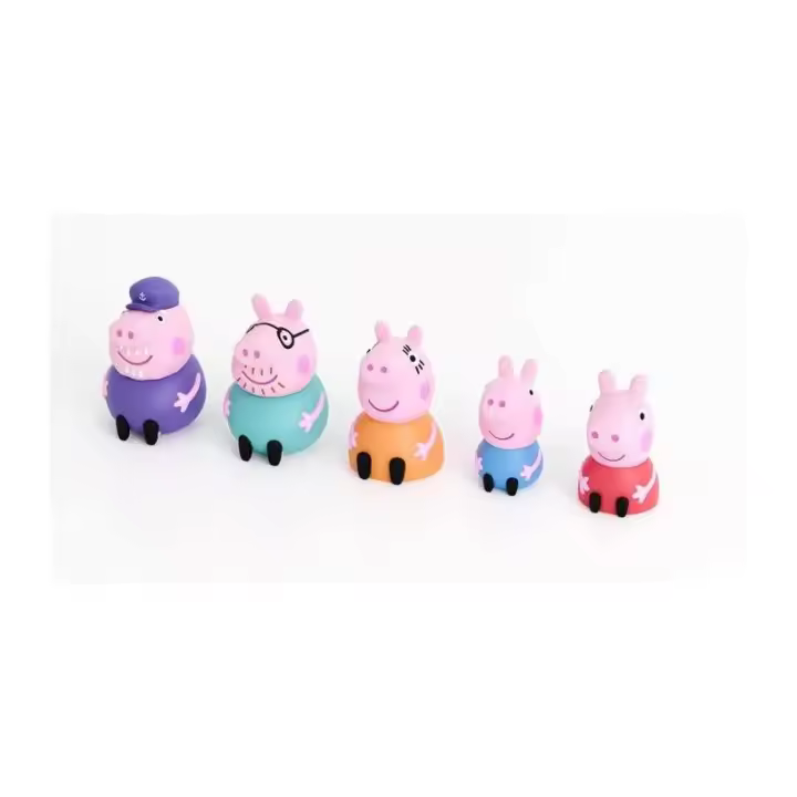 PACK 5 FIGURAS BAÑO PARA DEDOS PEPPA PIG DE DEQUBE - 1