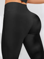 Leggings De Perna Ancha Para Mujer High Waist Yoga Fitness Gimnasio Deportes Casual Slim Elastic Waist Nylon SPANDEX Sin Bolsillos - details 12