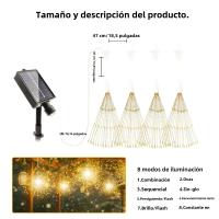 1PC Luces De Fuego Solar Colgantes Con 480LED Estrella, Luces De Cadena Impermeables Para Exterior Con 8 Modos Decoración De Navidad Y Halloween - details 9