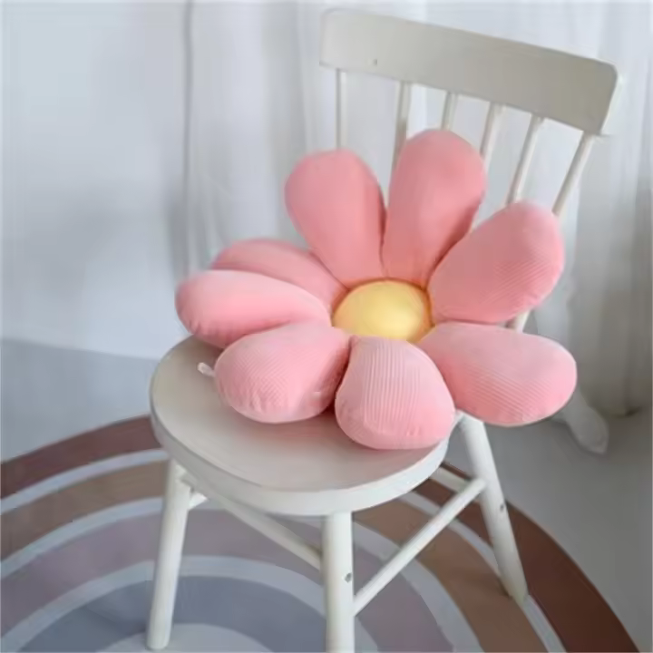 Cojín De Silla De Oficina Con Diseño De Margarita Y Girasol Almohada De Flor Para Sofá Y Ventana Tatami Cojín Redondo De Almohadilla De PU Espuma Y Algodón 100% - 1