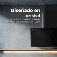 Campana Extractora Decorativa EVVO CE45 Cristal Black, 90 cm, 650 m³/h, 3 Velocidades, Energía A - details 0