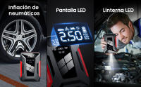 Arrancador portátil de batería de coche de 2000 A y 28 000 mAh, 12 V, Banco de energía de emergencia para automóvil con pinzas de seguridad inteligentes, pantalla inteligente y luz LED, inflador de neumáticos de 150 PSI para viajes y acampadas - details 1