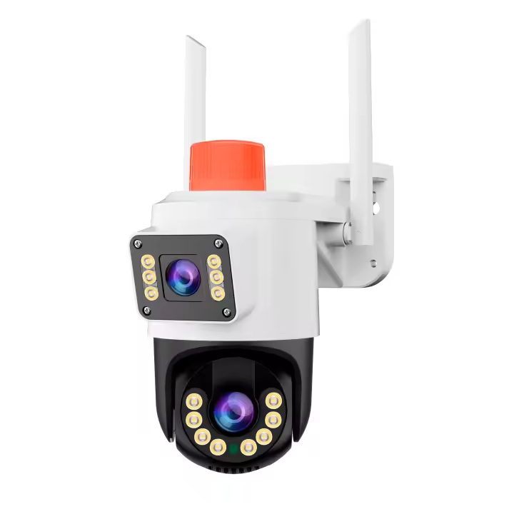 Cámara de Vigilancia PTZ Inteligente para Seguridad Wi-Fi 4MP con Doble Antena, Audio Bidireccional, Visión Nocturna a Color, Alarma, Almacenamiento hasta 256GB, Impermeable, Resistente a Rayos, Monitoreo Remoto para Interior y Exterior - 1